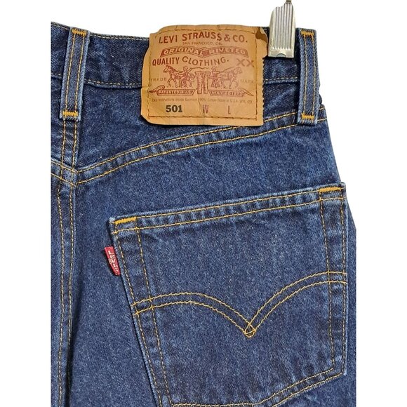 Vintage 90s Levis 501 Womens Jeans Button Fly Tagged W26 L30 USA  Blue Denim Dar - Picture 9 of 9